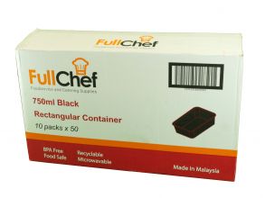 Full Chef 750ml Black Rectangular Container
