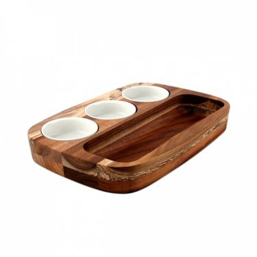 Athena Dipping Plate Set with 3 Bowls 205x300mm - Image 1