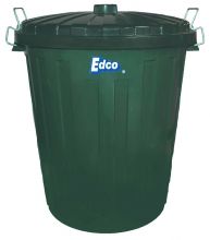 Green Plastic Garbage Bin with Lid 73 Litre